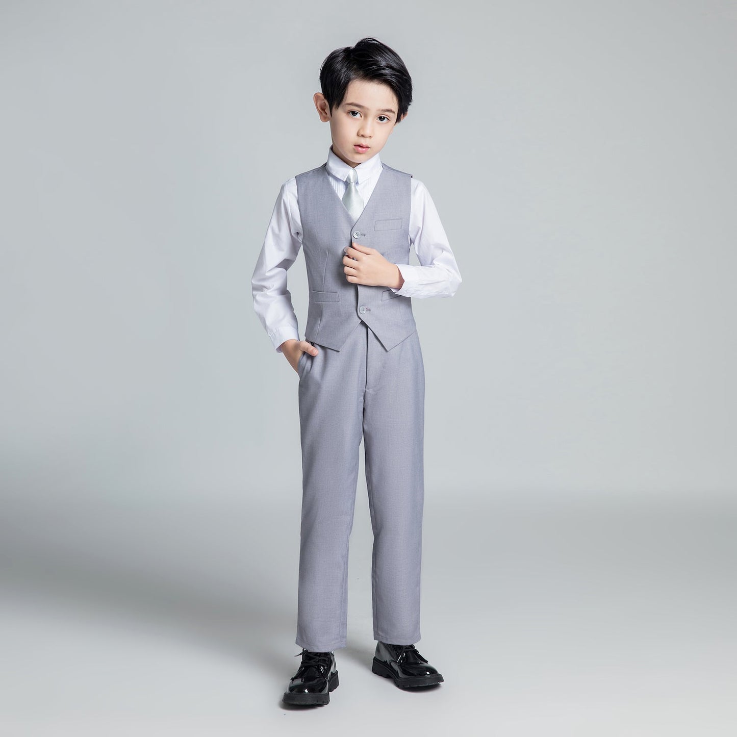 ly1226 Light Grey Formal Classic 5 Piece Boys Suits