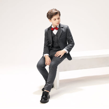 ly1263 Grey Woolen Elegant 5 Piece Boys Suits