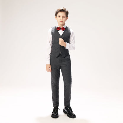 ly1263 Grey Woolen Elegant 5 Piece Boys Suits