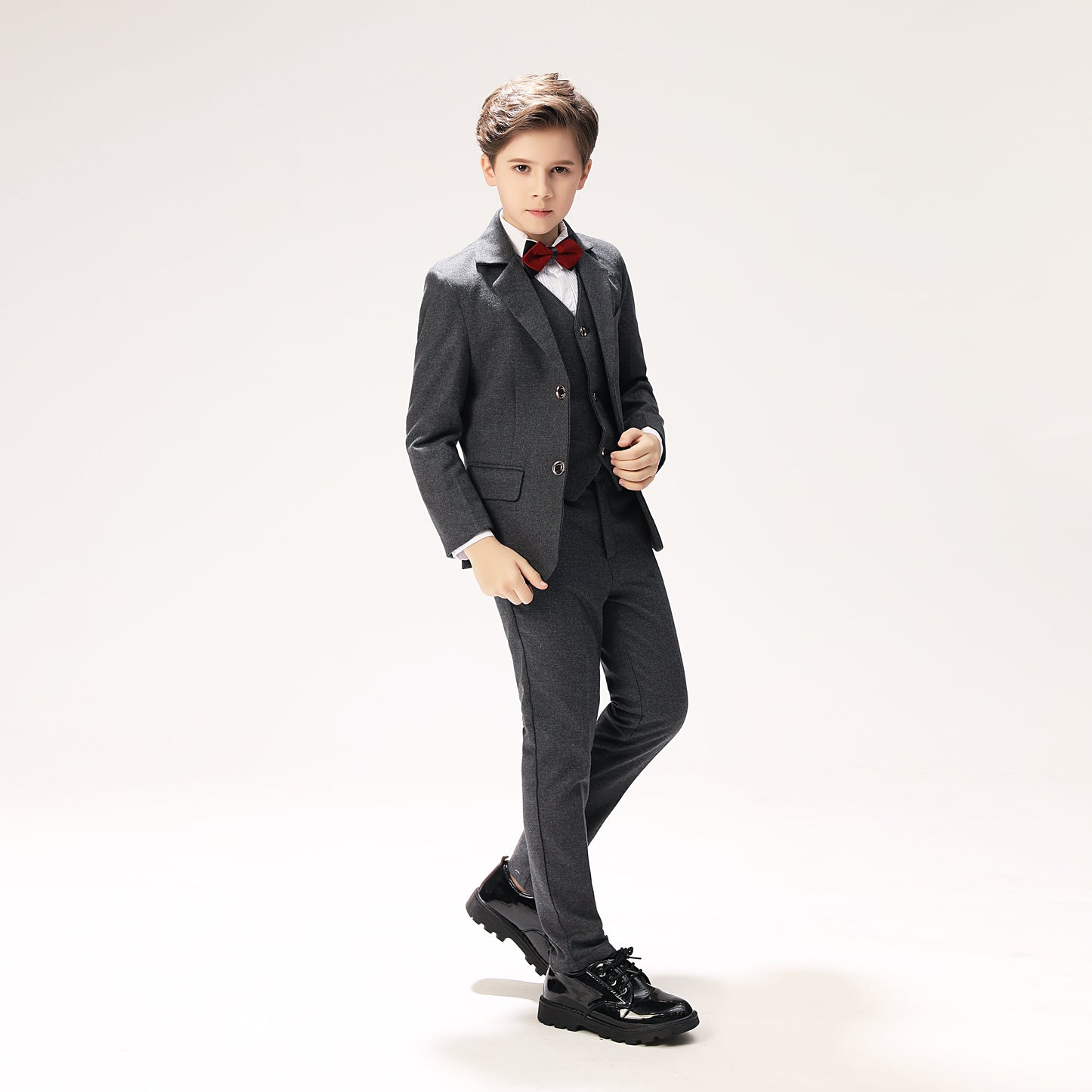 ly1263 Grey Woolen Elegant 5 Piece Boys Suits