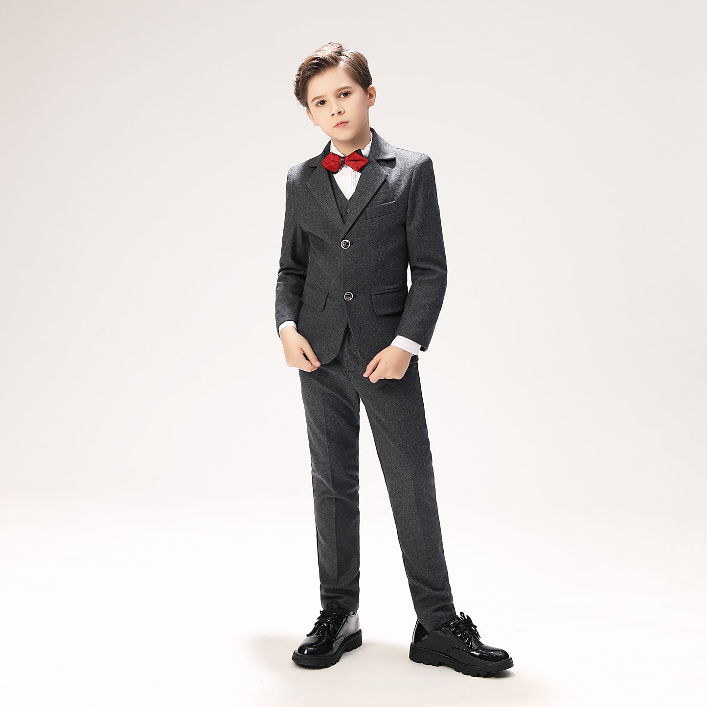 ly1263 Grey Woolen Elegant 5 Piece Boys Suits