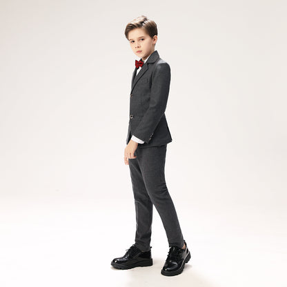 ly1263 Grey Woolen Elegant 5 Piece Boys Suits