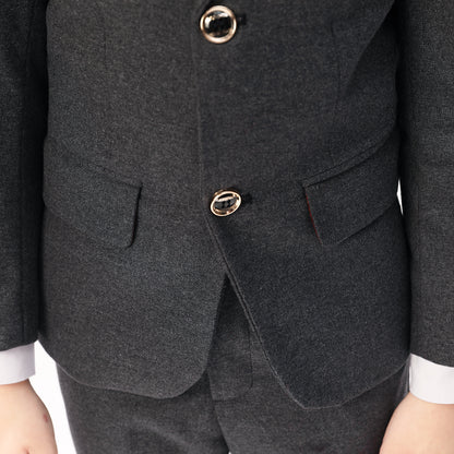 ly1263 Grey Woolen Elegant 5 Piece Boys Suits