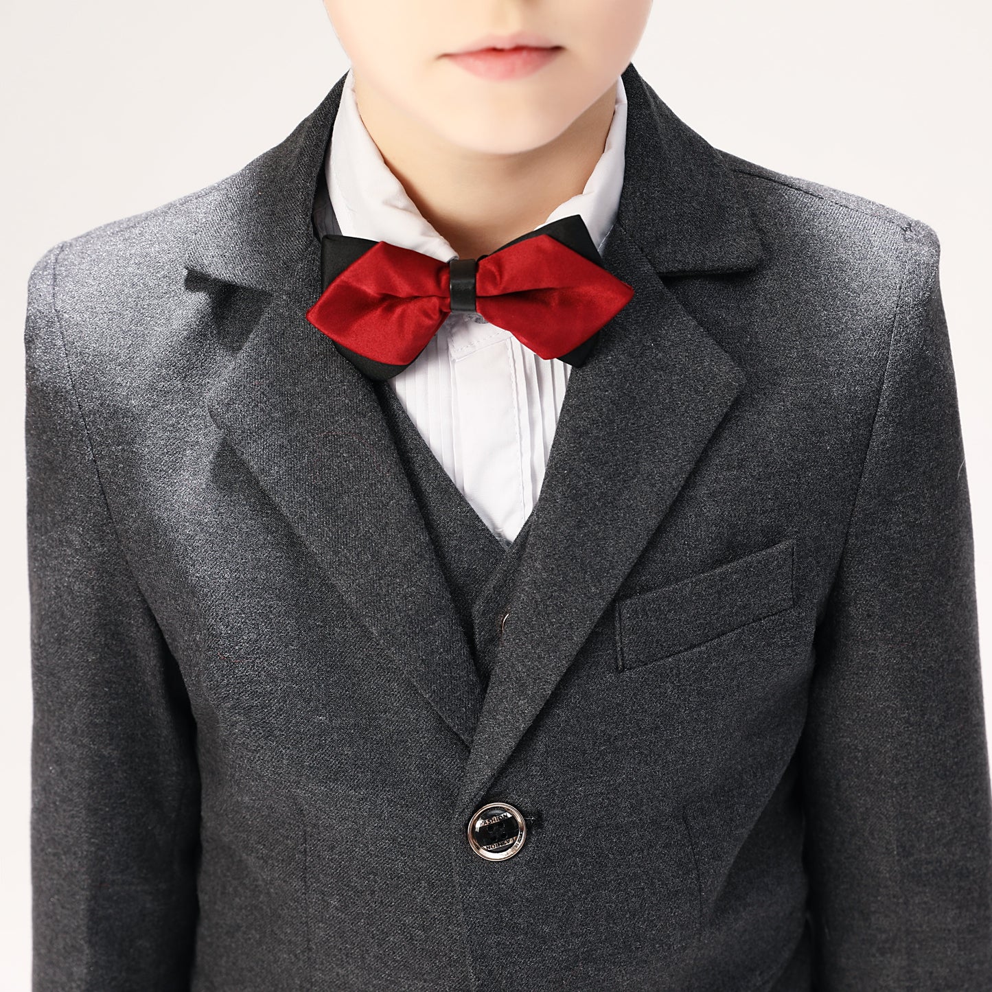 ly1263 Grey Woolen Elegant 5 Piece Boys Suits