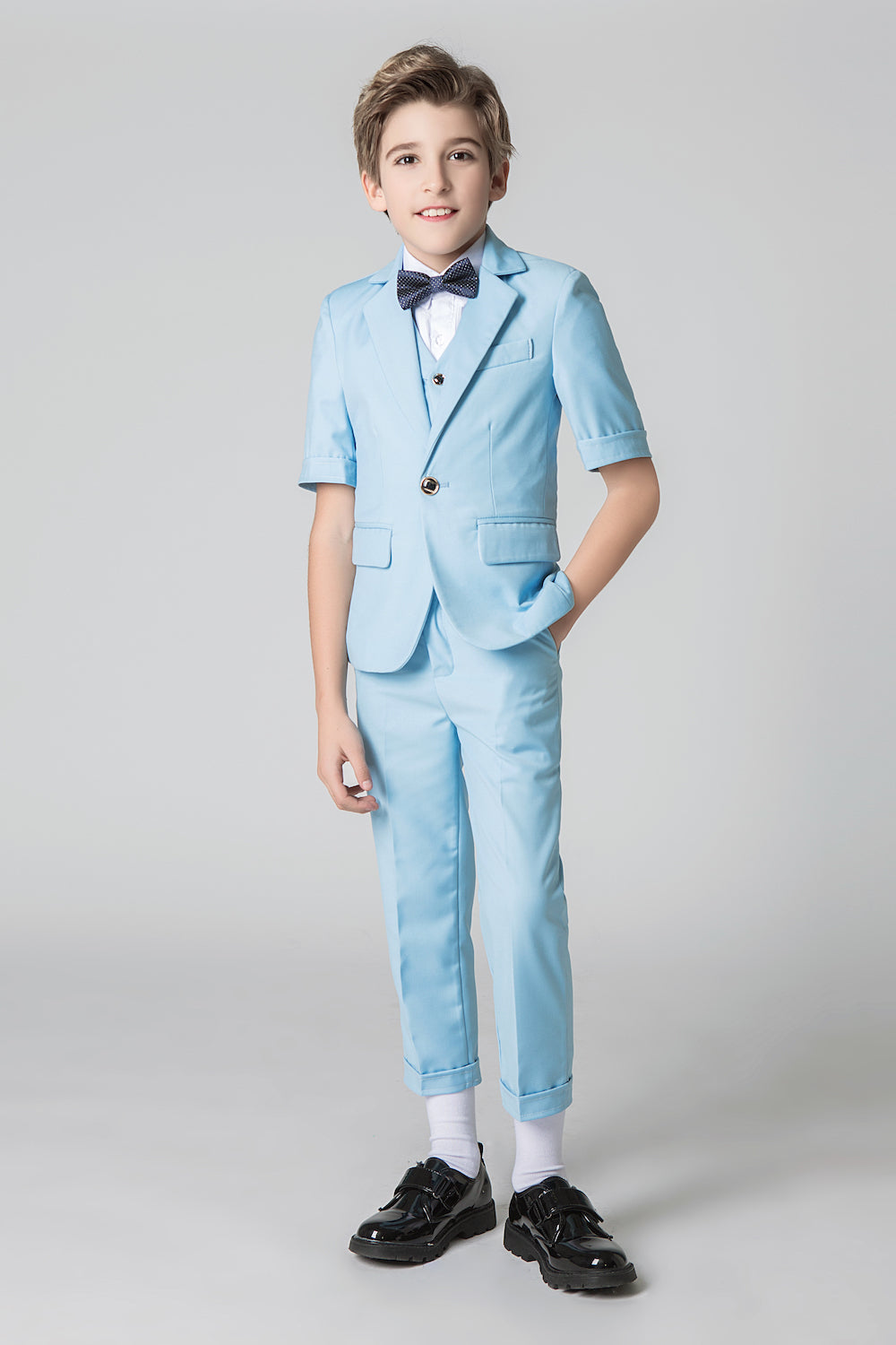 Light Blue Slim Fit Formal Party Wedding 4 Piece Suit