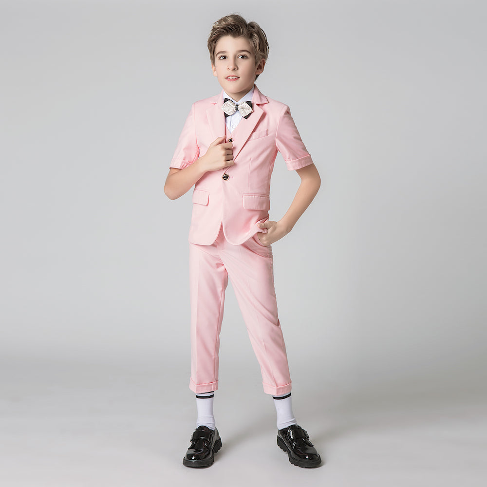 ly1155 Pink Slim Fit Formal Party Wedding 4 Piece Suit