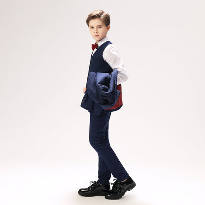 ly1277 Navy Kid Formal Classic 5 Piece Boys Suits