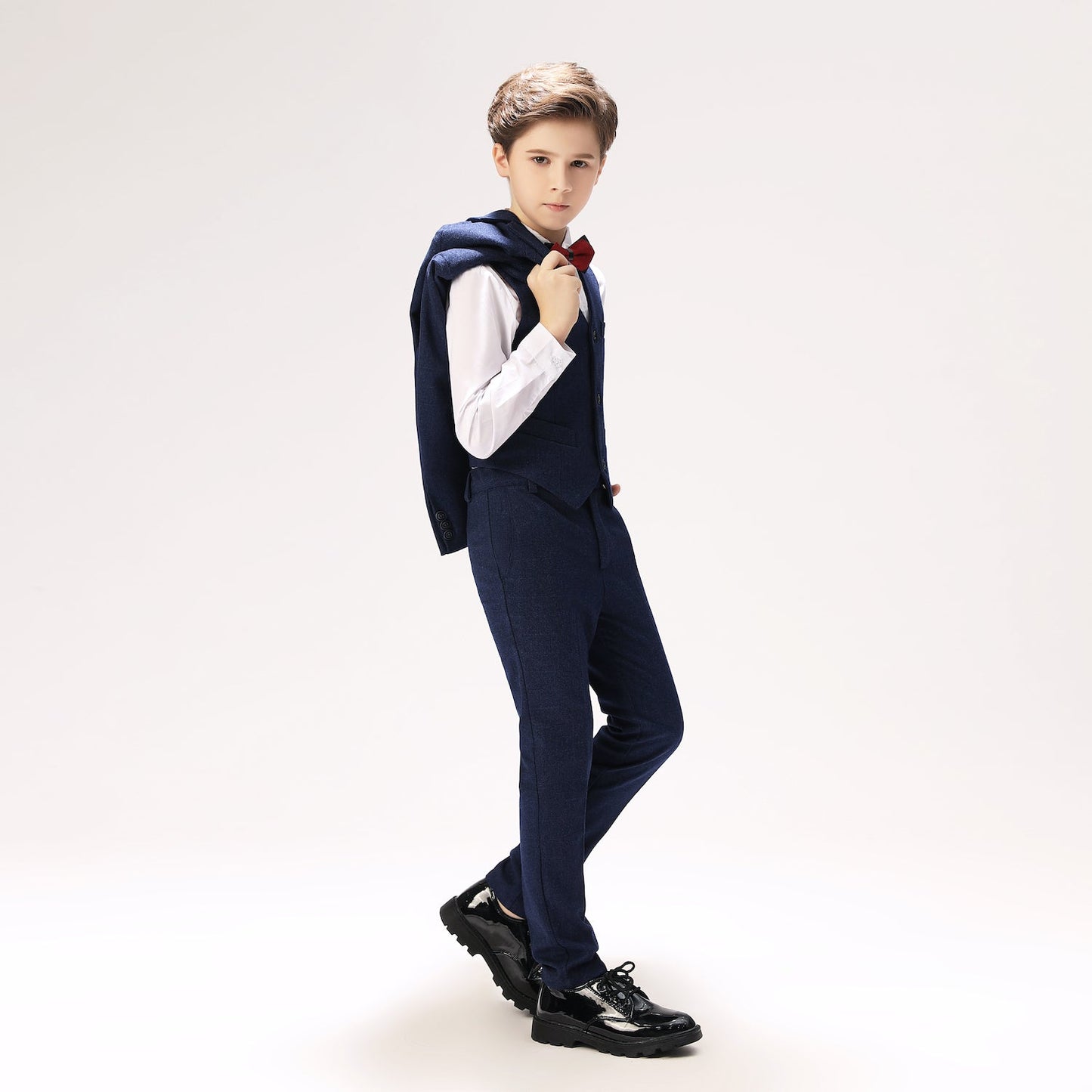 ly1277 Navy Kid Formal Classic 5 Piece Boys Suits