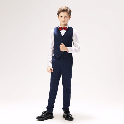 ly1277 Navy Kid Formal Classic 5 Piece Boys Suits