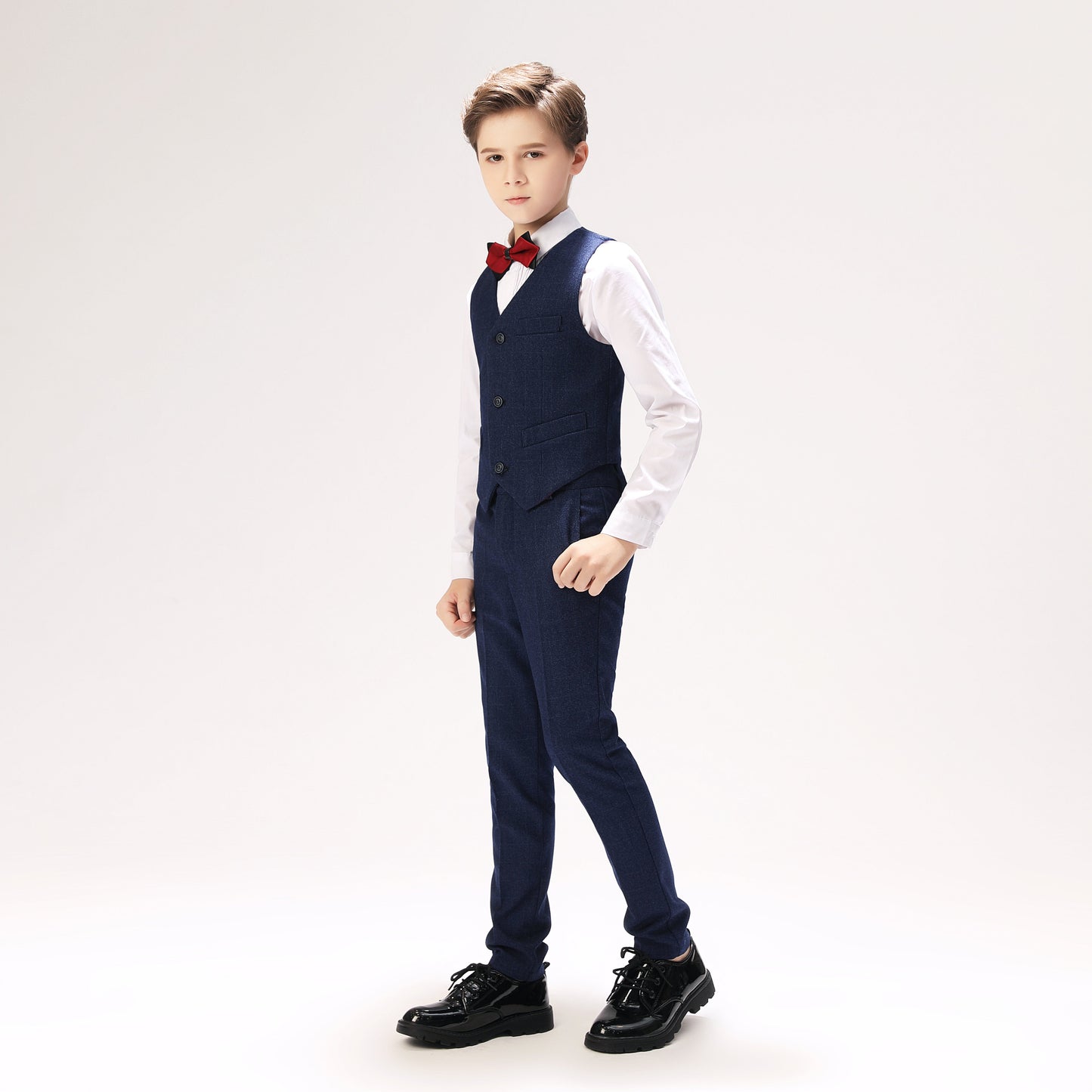 ly1273 Navy Blue Kids Fit Slim 4 Piece Boy's Formal Suits