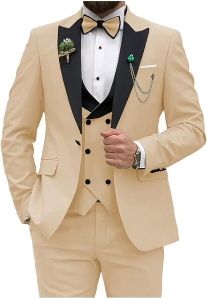 ly1166 Double Breasted Slim Fit 3 Piece Men's Suit