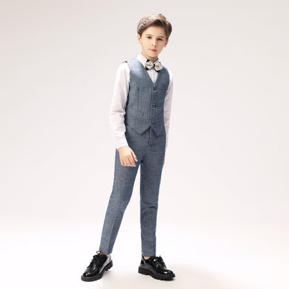 ly1267 Grey Formal Wedding 4 Piece Boys Suits