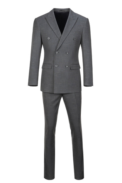 ly1649 Grey Plaid Men's 3 Piece Slim Fit Suit for Party, Wedding and Business