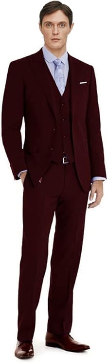 ly1787 Men's 3 Piece Slim Fit Suit Set, Two Button Blazer Solid Jacket Vest Pants Wedding Business Suit