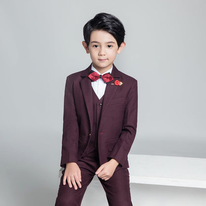 ly1231 Purple Red Fashion 5 Piece Boys Suits