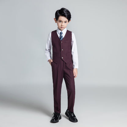 ly1231 Purple Red Fashion 5 Piece Boys Suits