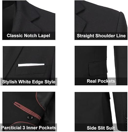 ly1781 Mens Suit Solid Two Button Slim Fit Suit Set for Wedding Formal Business Suit Men 3 Piece Suit Blazer Vest Pants Set