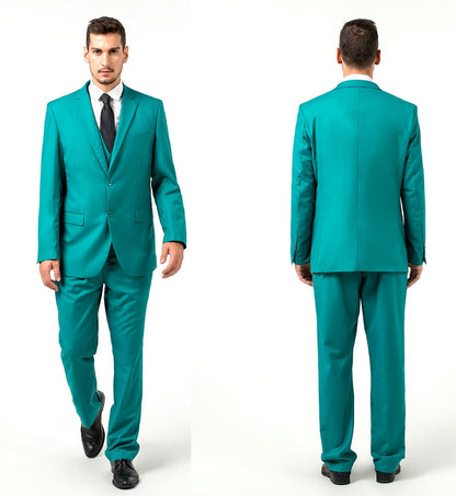 ly1693 Esmoquin verde con solapa con muesca para fiesta, banquete, trajes formales de 3 piezas para hombre