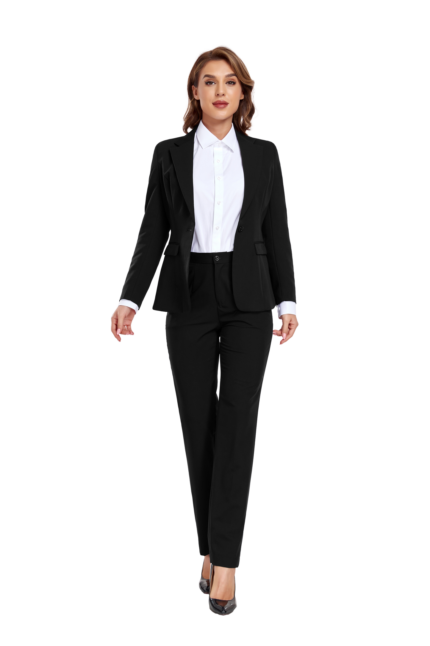 ly1384 Black Women's 2 Piece Office Work Suit Set