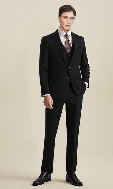 ly1787 Men's 3 Piece Slim Fit Suit Set, Two Button Blazer Solid Jacket Vest Pants Wedding Business Suit