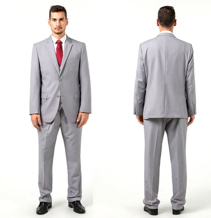 ly1696 Grey Two Button Wedding 3 Pieces Slim Fit Men Suits