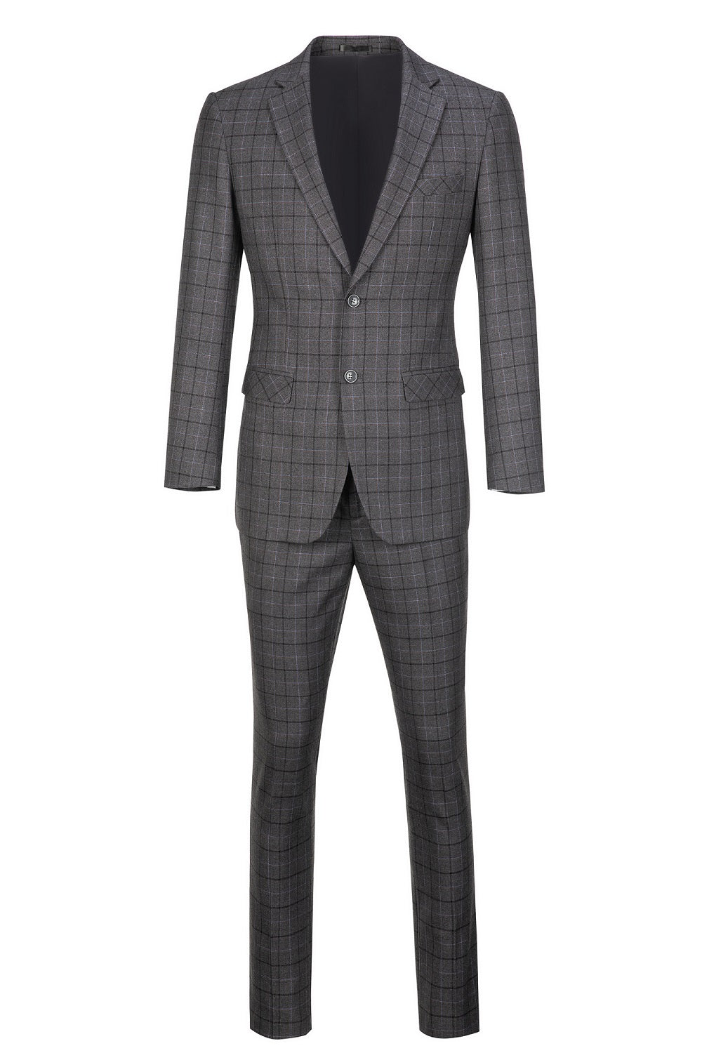 ly1644 Grey Plaid Men's 3 Piece Set for Party, Wedding and Business