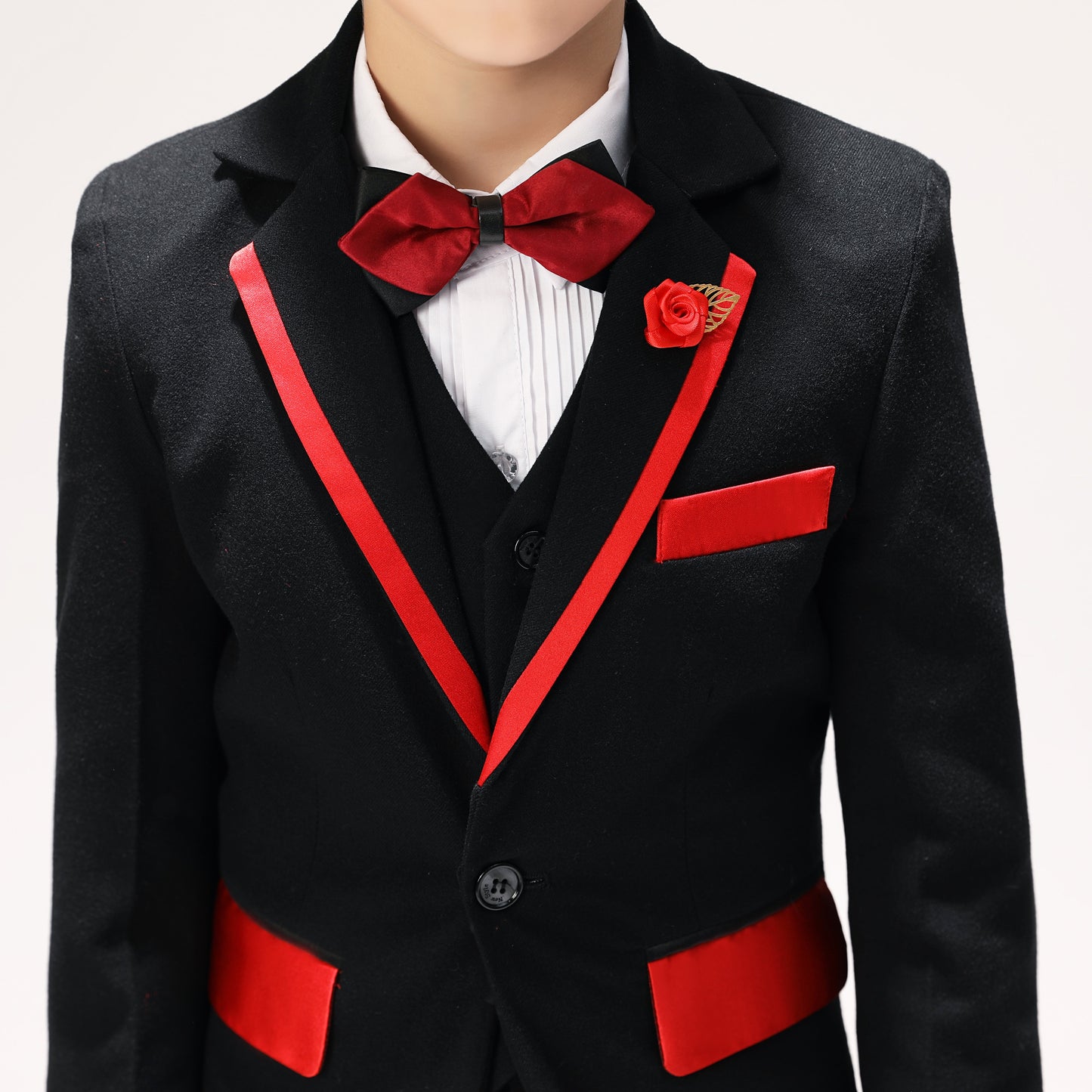 ly1259 Black Classic Formal Tuxedo 5 Piece Boys Suits