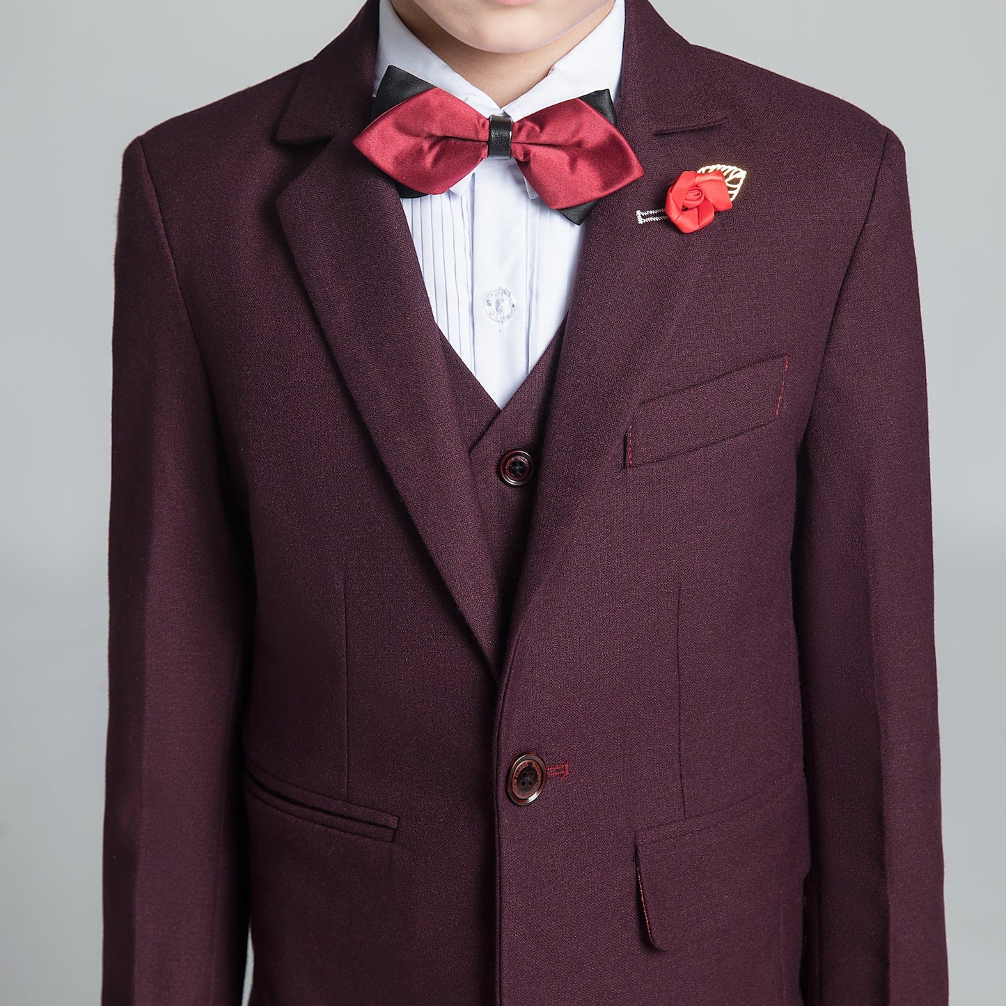 ly1231 Purple Red Fashion 5 Piece Boys Suits