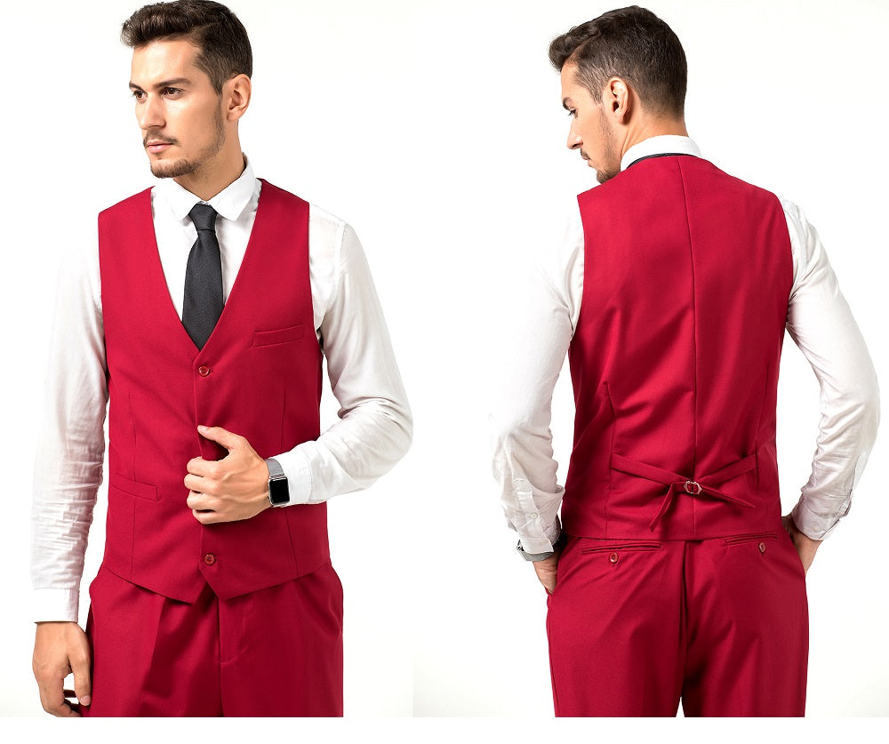 ly1665 Red Two Button Wedding 3 Pieces Slim Fit Men Suits