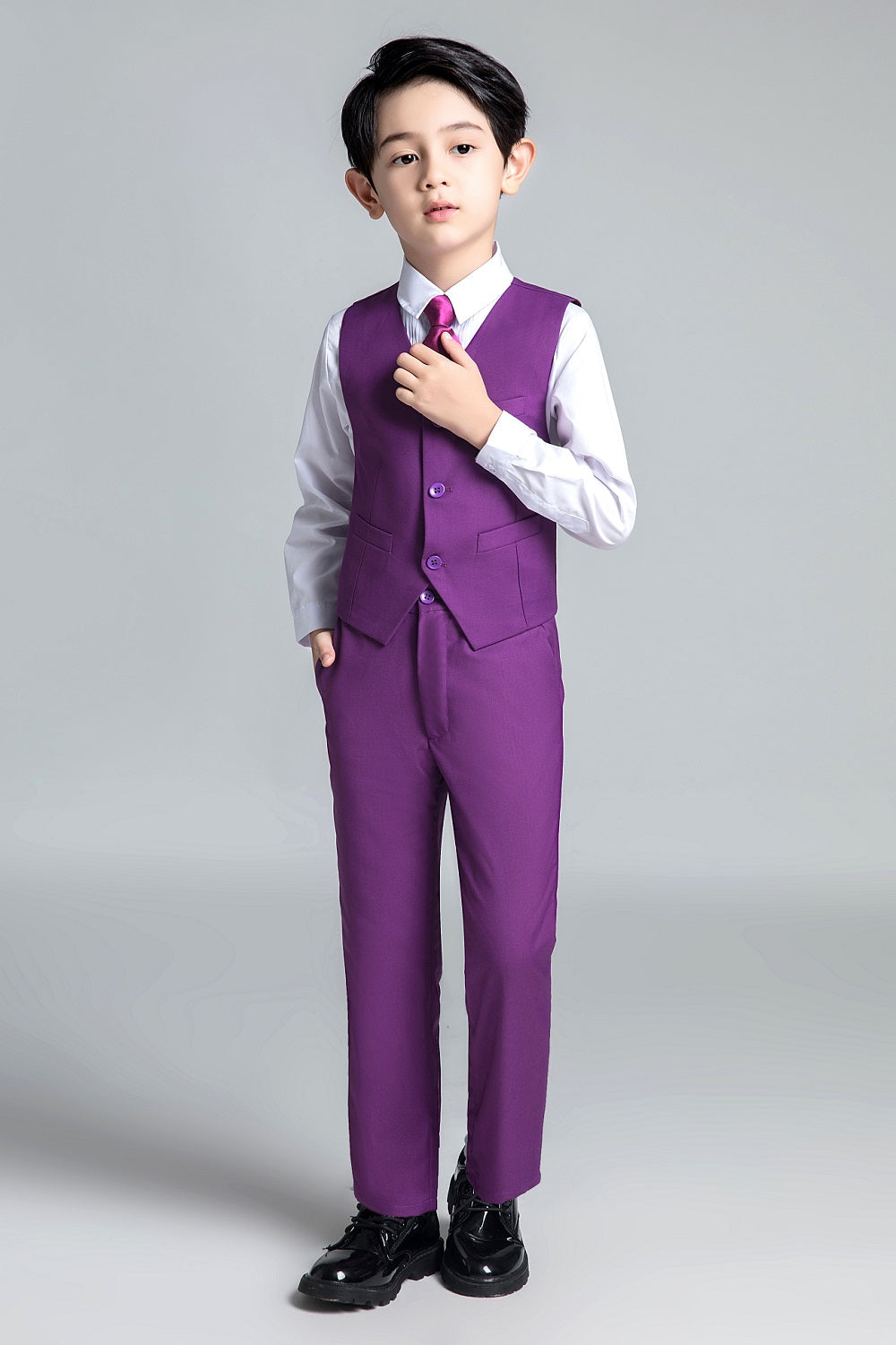 ly1681 Purple Kid Boys Classic 5 Piece Boys Suits