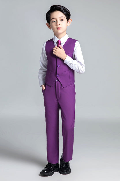 ly1681 Purple Kid Boys Classic 5 Piece Boys Suits