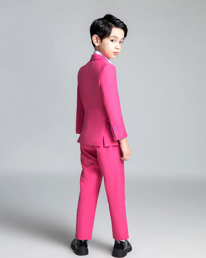 ly1684 Pink Kid Boys Formal Classic Suits Set 5 Piece Boys Suits