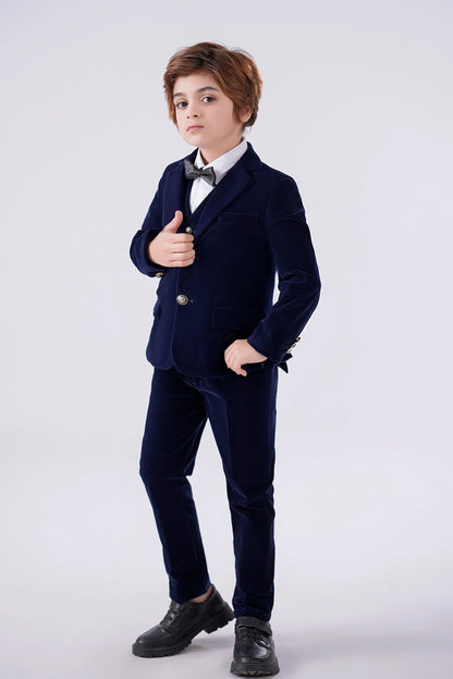 ly1597 Navy Velvet 5 Piece Boy's Formal Boys Suits