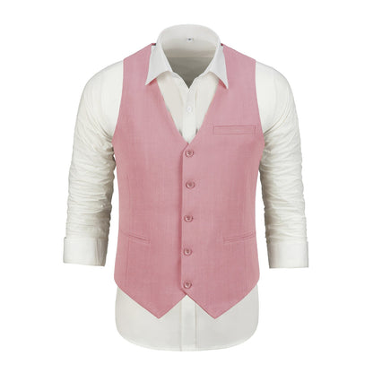 ly1189 Pink Retro Linen Beach Wedding Summer 3 Pieces Men Suits