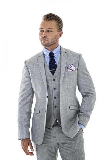 ly1186 Grey Retro Linen Beach Wedding Summer 3 Pieces Men Suits