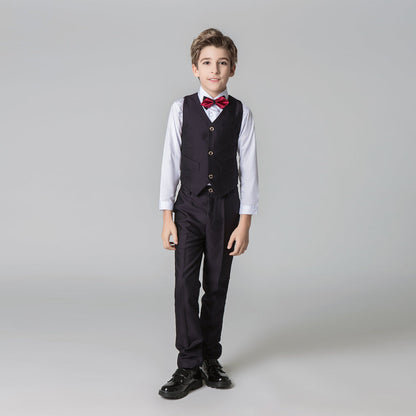 ly1212 Dark Purple Formal Classic 5 Piece Kids Boys Suits