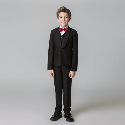 ly1214 Black Formal Tuxedo 5 Piece Boys Suits