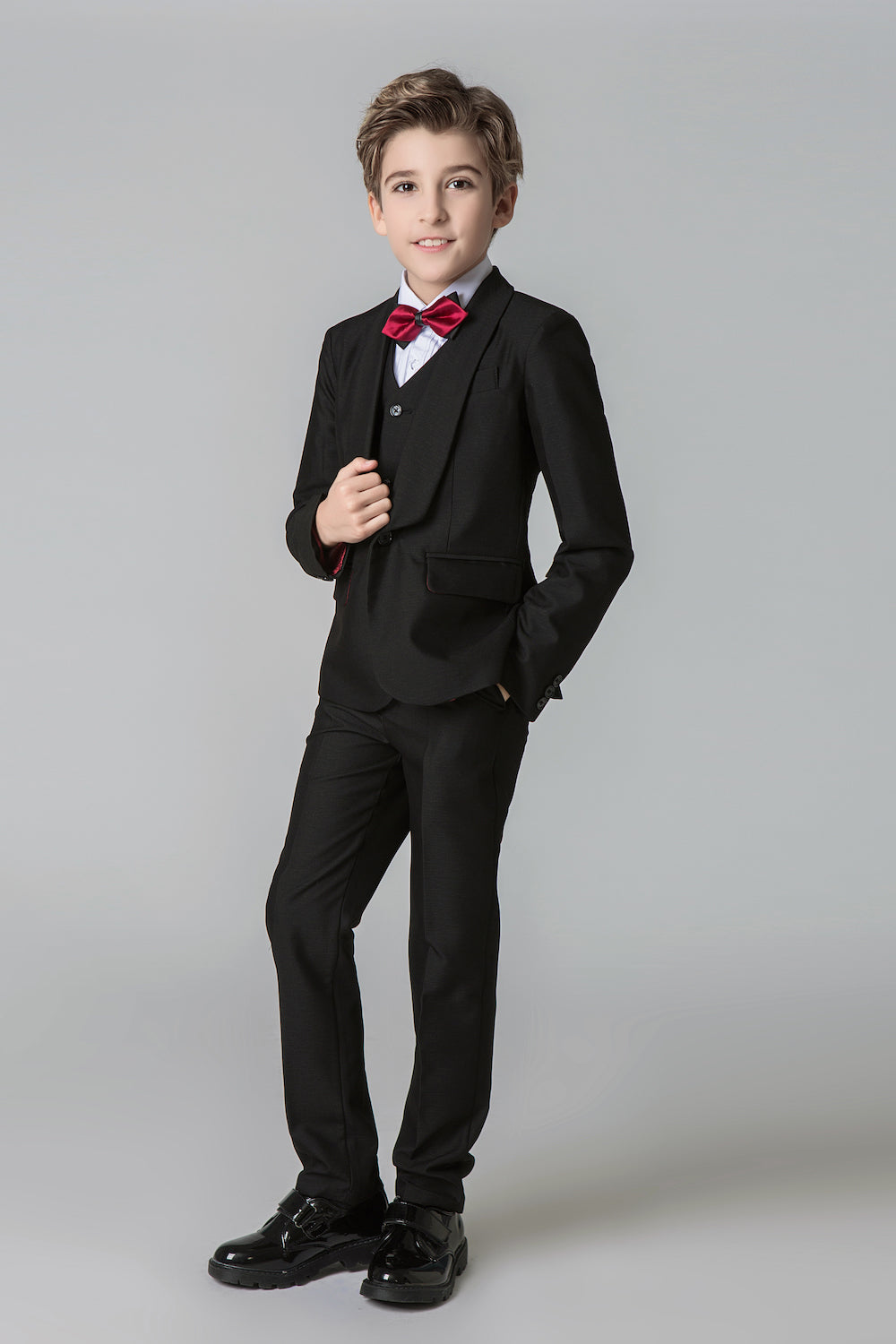 Black Formal Tuxedo 5 Piece Boys Suits