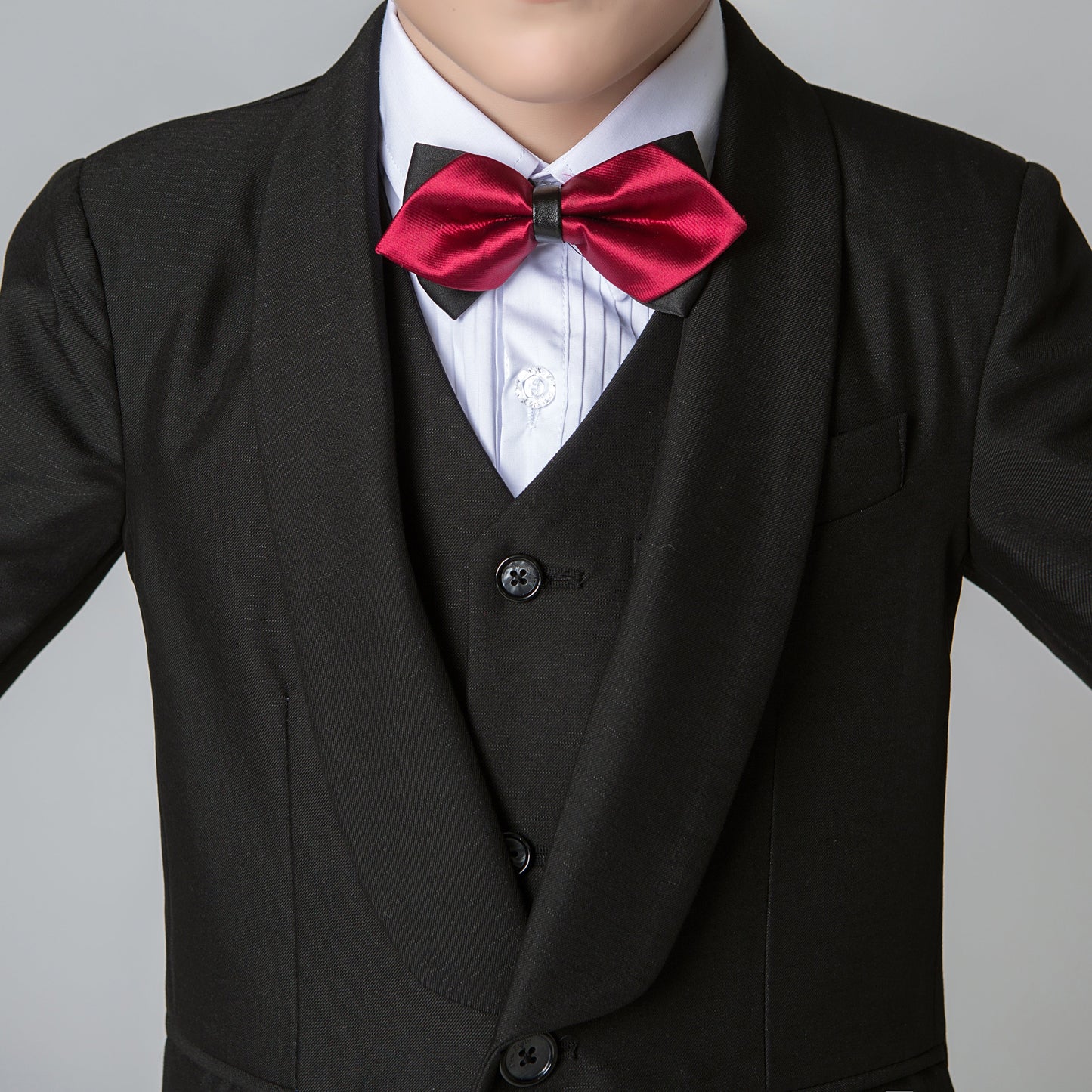 ly1214 Black Formal Tuxedo 5 Piece Boys Suits