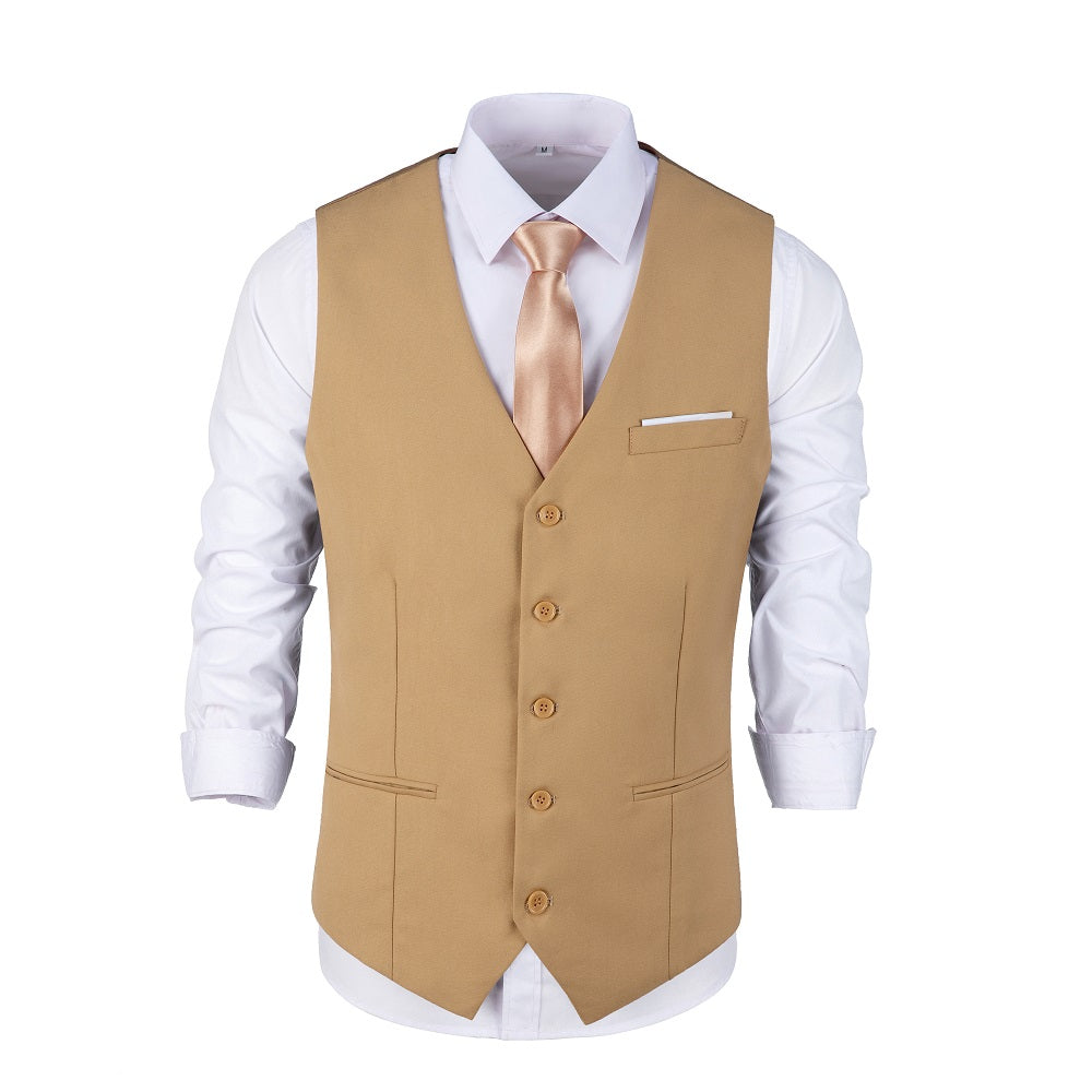 Khaki Men's Vest for Party, Wedding and Business