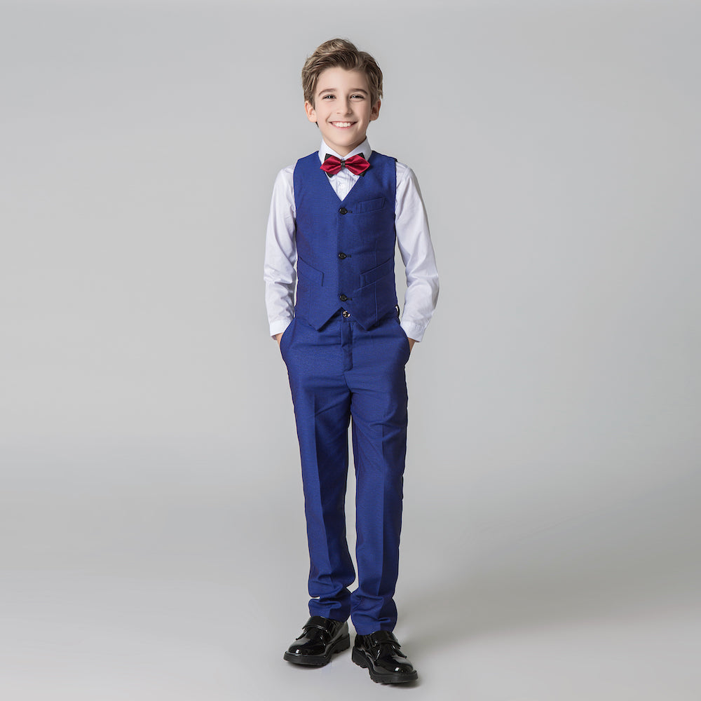 ly1213 Royal Blue Kids Formal Tuxedo 5 Piece Boys Suits