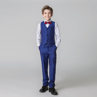 ly1213 Royal Blue Kids Formal Tuxedo 5 Piece Boys Suits