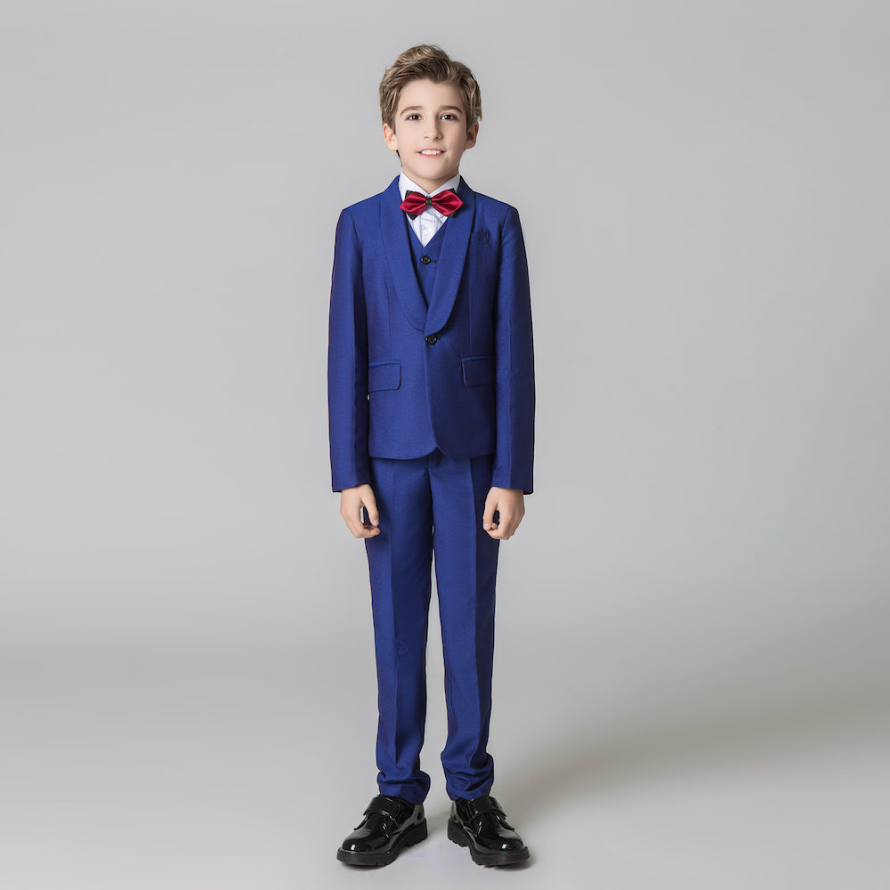 ly1213 Royal Blue Kids Formal Tuxedo 5 Piece Boys Suits