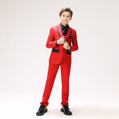 ly1271 Red Classic Suits Set 5 Piece Boys Suits