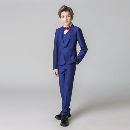 ly1213 Royal Blue Kids Formal Tuxedo 5 Piece Boys Suits