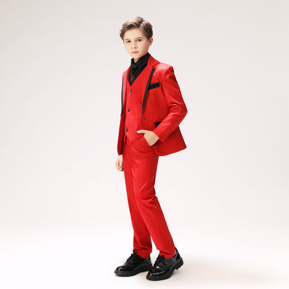 ly1271 Red Classic Suits Set 5 Piece Boys Suits