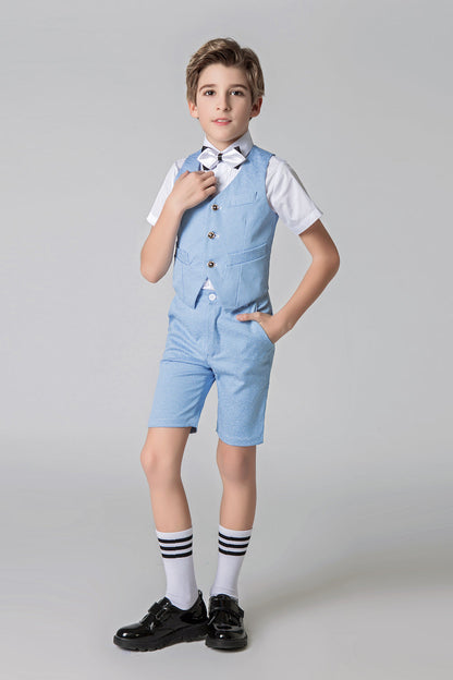 Light Blue Frosted Outfit Summer 4 Piece Kids Boys Suit