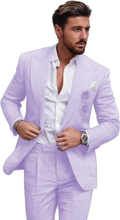 ly1127 Casual Linen Men's Slim Fit 2 Piece Suit