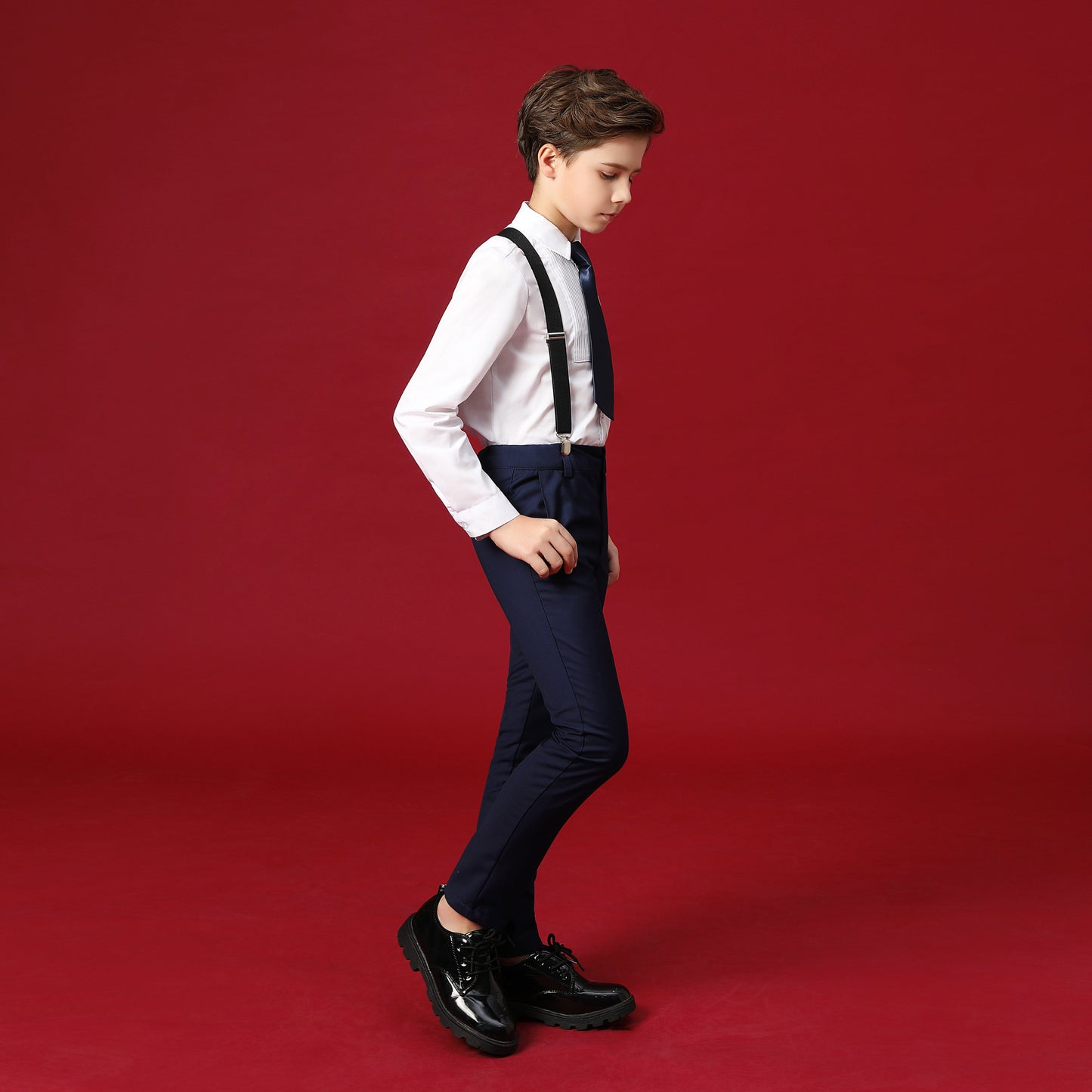 ly1277 Navy Kid Formal Classic 5 Piece Boys Suits