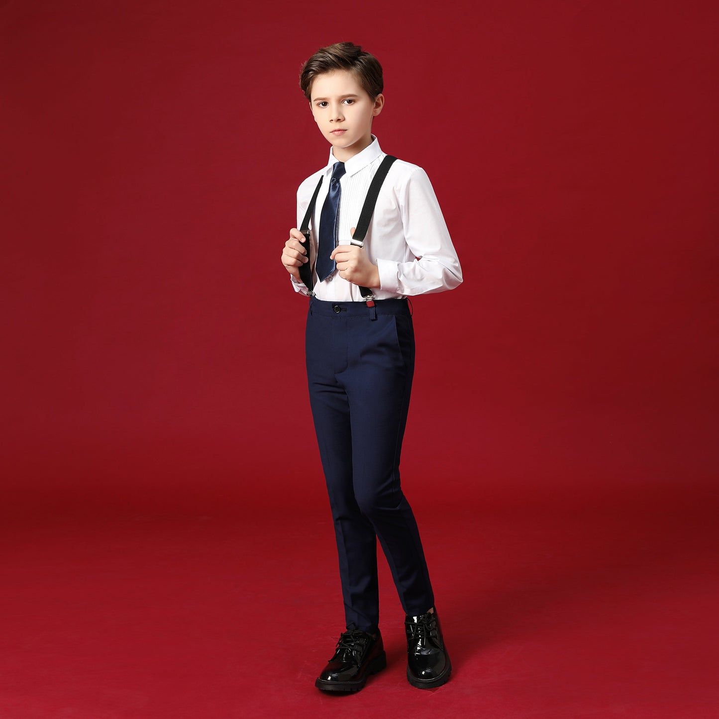 ly1277 Navy Kid Formal Classic 5 Piece Boys Suits